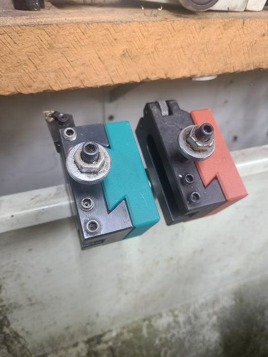 Custom Pair of Mounts for Metal Lathe Quick Change Tool Holders - Attaches to Lathe Backsplash